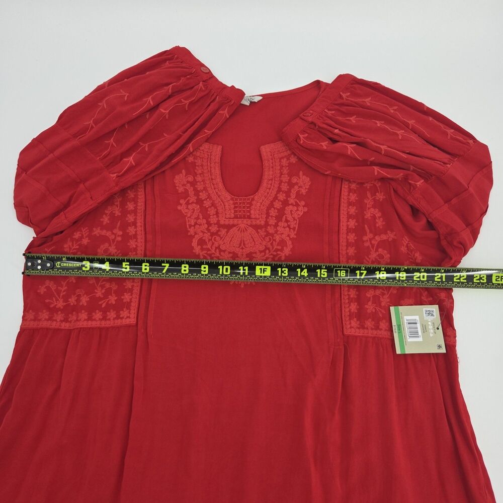 John Mark Embroidered Tunic Top Blouse Shirt Womens Size Large Red Boho Peasant - Picture 5 of 7